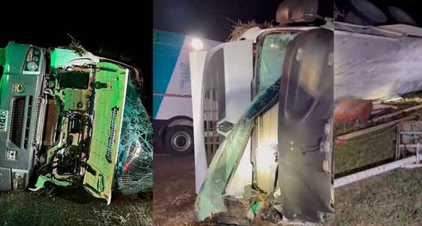 Ruta 226: Tras el vuelco del camión, el chofer fue trasladado al Capredoni por criterio preventivo