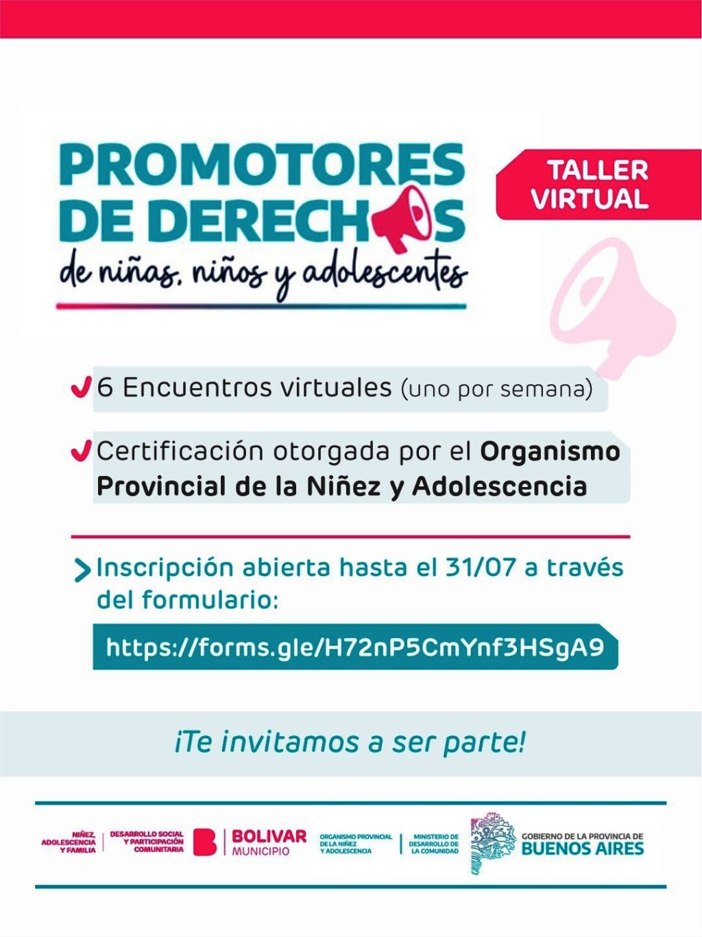 Desarrollo Social convoca a formarse como Promotores de Derechos de ni&ntilde;as, ni&ntilde;os y adolescentes 
