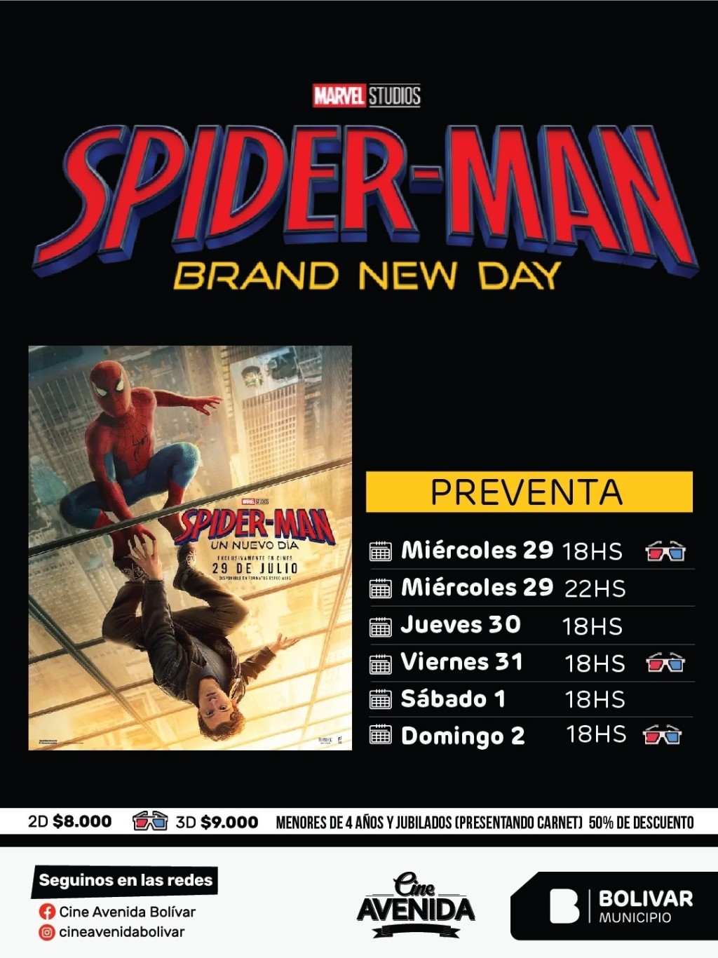Spider-Man: Nuevo D&iacute;a llega al Cine Avenida con funciones especiales y en 3d, la propuesta ideal en vacaciones de invierno