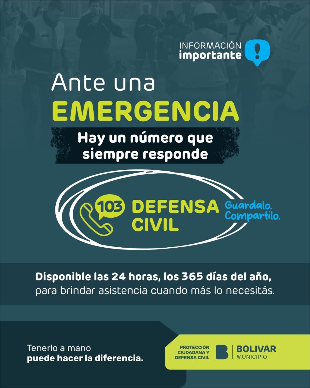 El Municipio informa que la L&iacute;nea 103 est&aacute; disponible las 24 horas para Emergencias 