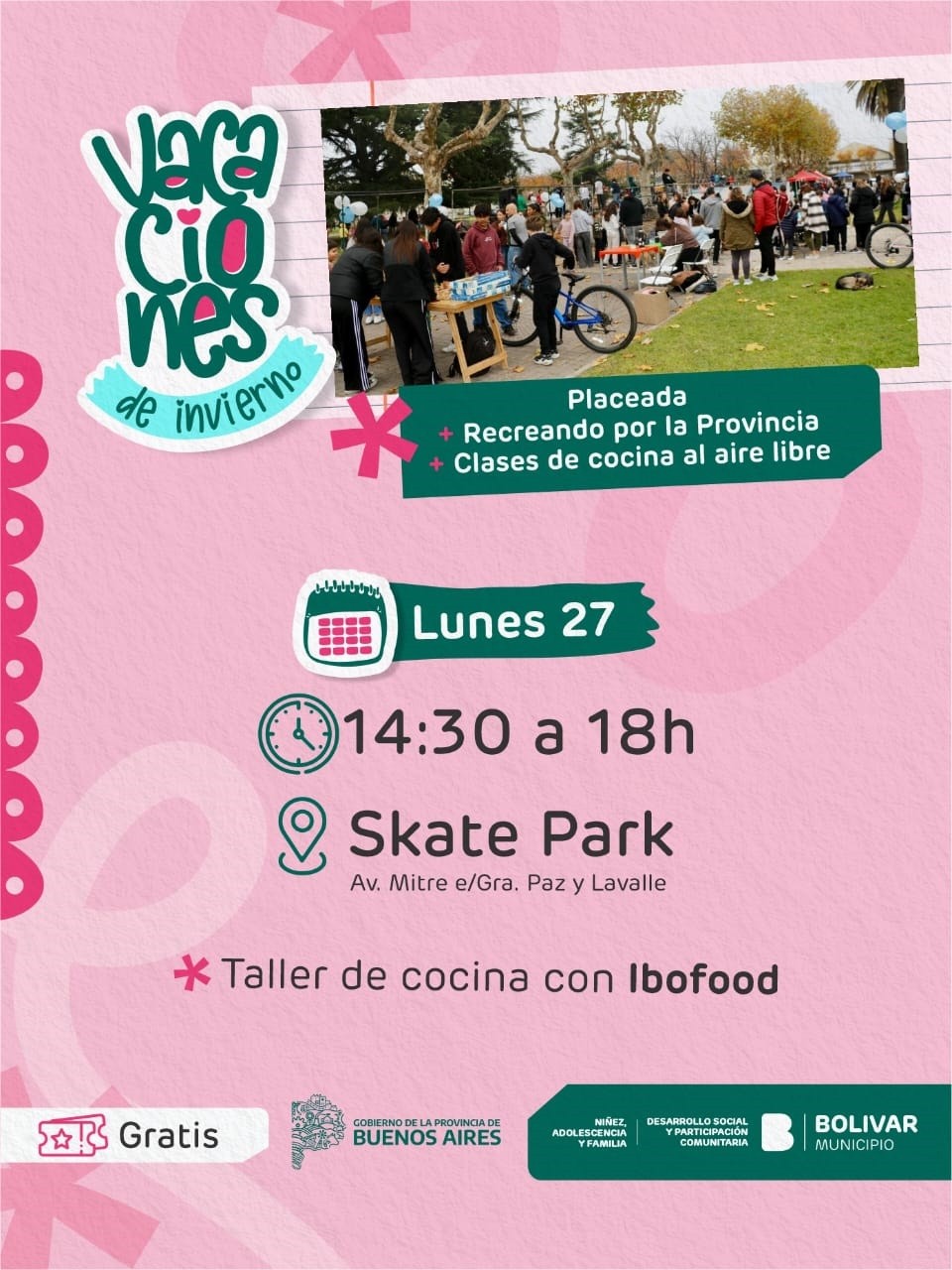 Hoy Lunes : vacaciones de Invierno: Recreaci&oacute;n, Cocina y Encuentro para toda la familia en el Skate Park