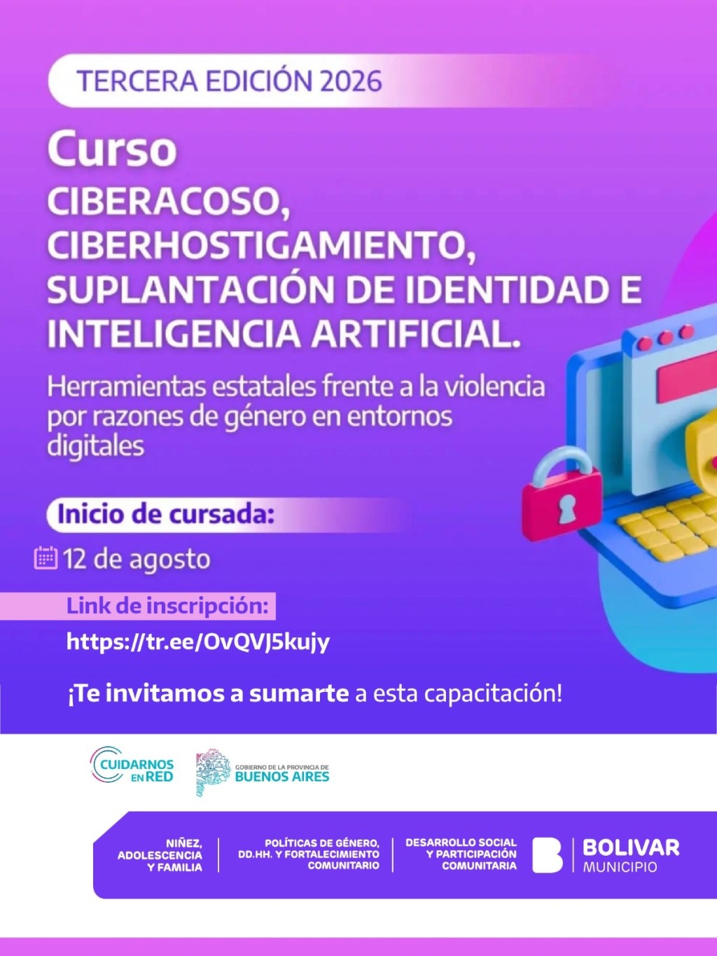 El Municipio invita a participar de una nueva edici&ntilde;on del curso sobre Ciberacoso, Ciberhostigamiento e Inteligencia  Artificial