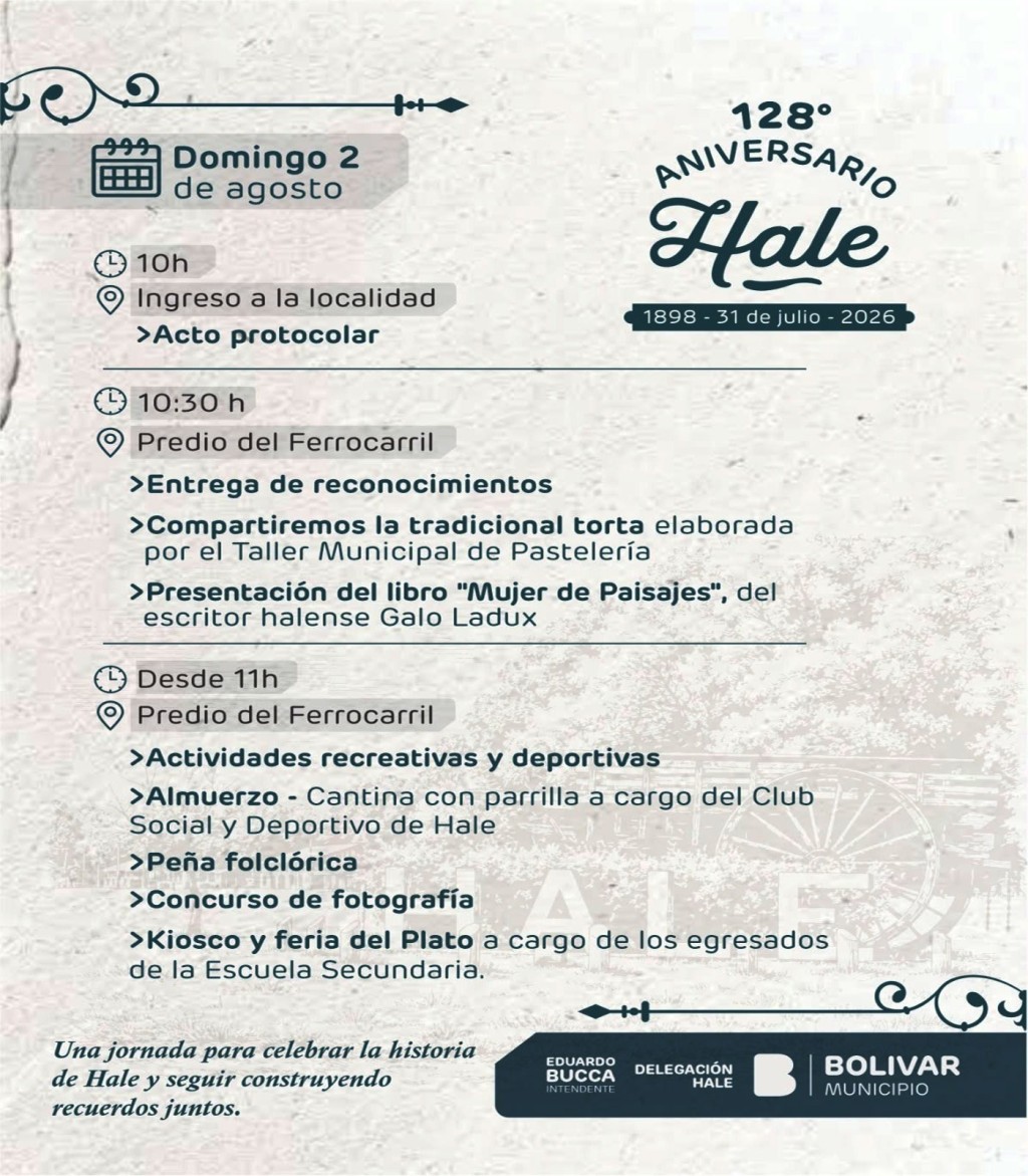 Se reprogramaron los festejos por el 128&ordm; Aniversario de Hale 