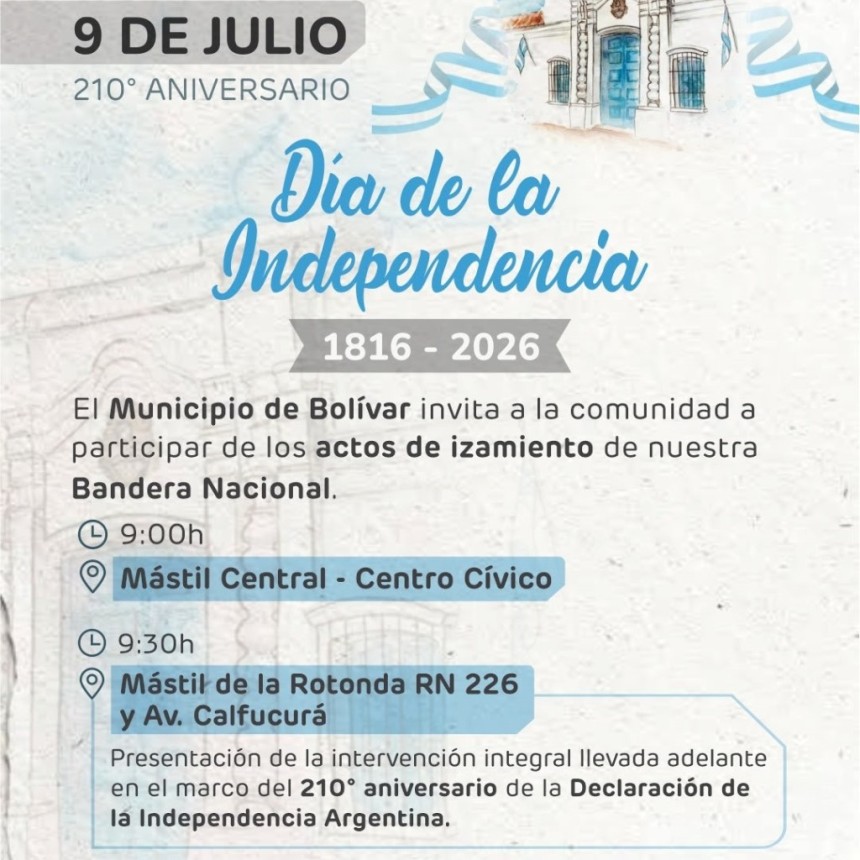 E Municipio invita a conmemorar el D&iacute;a de la Independencia con el izamiento del pabell&oacute;n nacional y una pe&ntilde;a en la Direcci&oacute;n de Cultura 