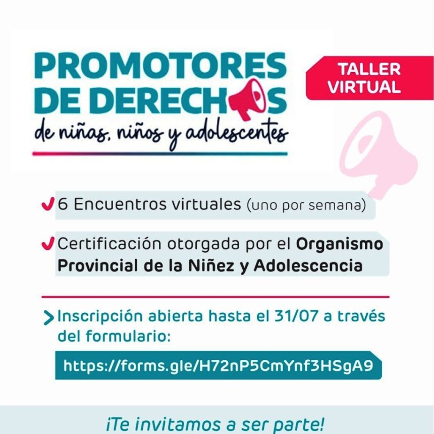 Desarrollo Social convoca a formarse como Promotores de Derechos de ni&ntilde;as, ni&ntilde;os y adolescentes 