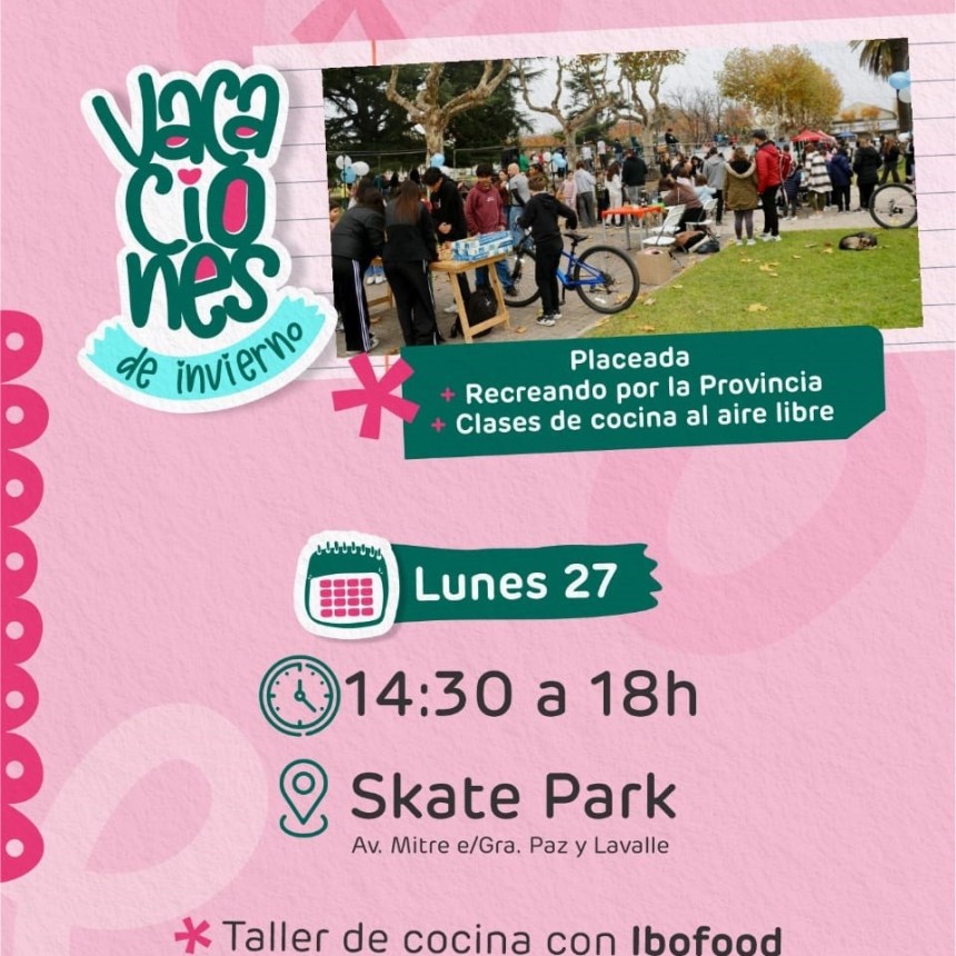 Hoy Lunes : vacaciones de Invierno: Recreaci&oacute;n, Cocina y Encuentro para toda la familia en el Skate Park