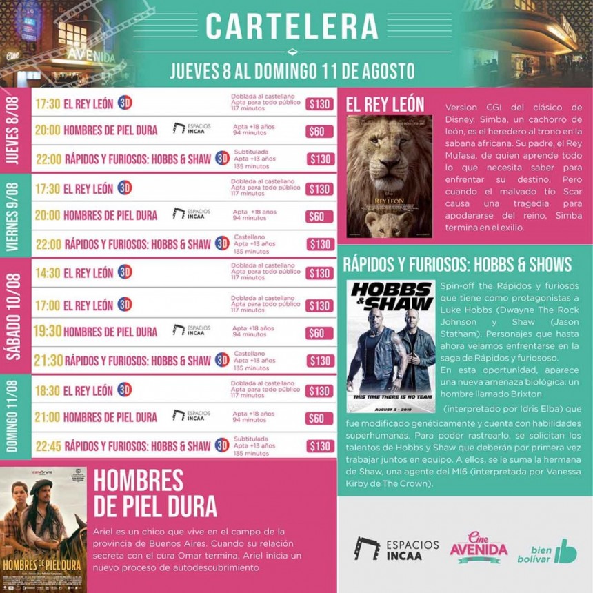 Cine Avenida; Cartelera R&aacute;pida y Furiosa