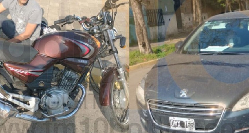 Impacto entre un auto y una moto dejo como saldo un motociclista hospitalizado de manera preventiva