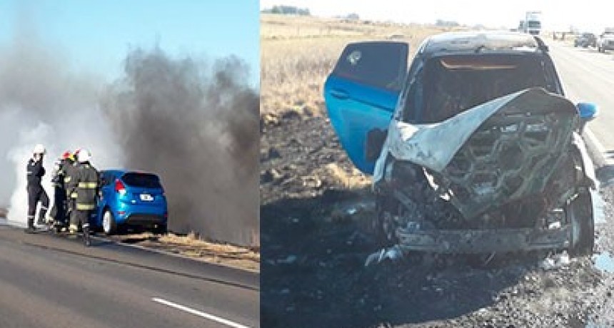 Incendio de un veh&iacute;culo en Ruta 65