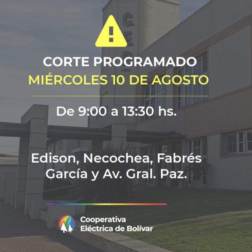 Corte programado para este miércoles 10 de agosto