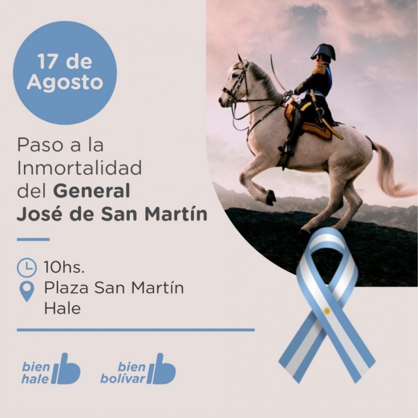 Se realizará en Hale el Acto Protocolar por el 17 de agosto