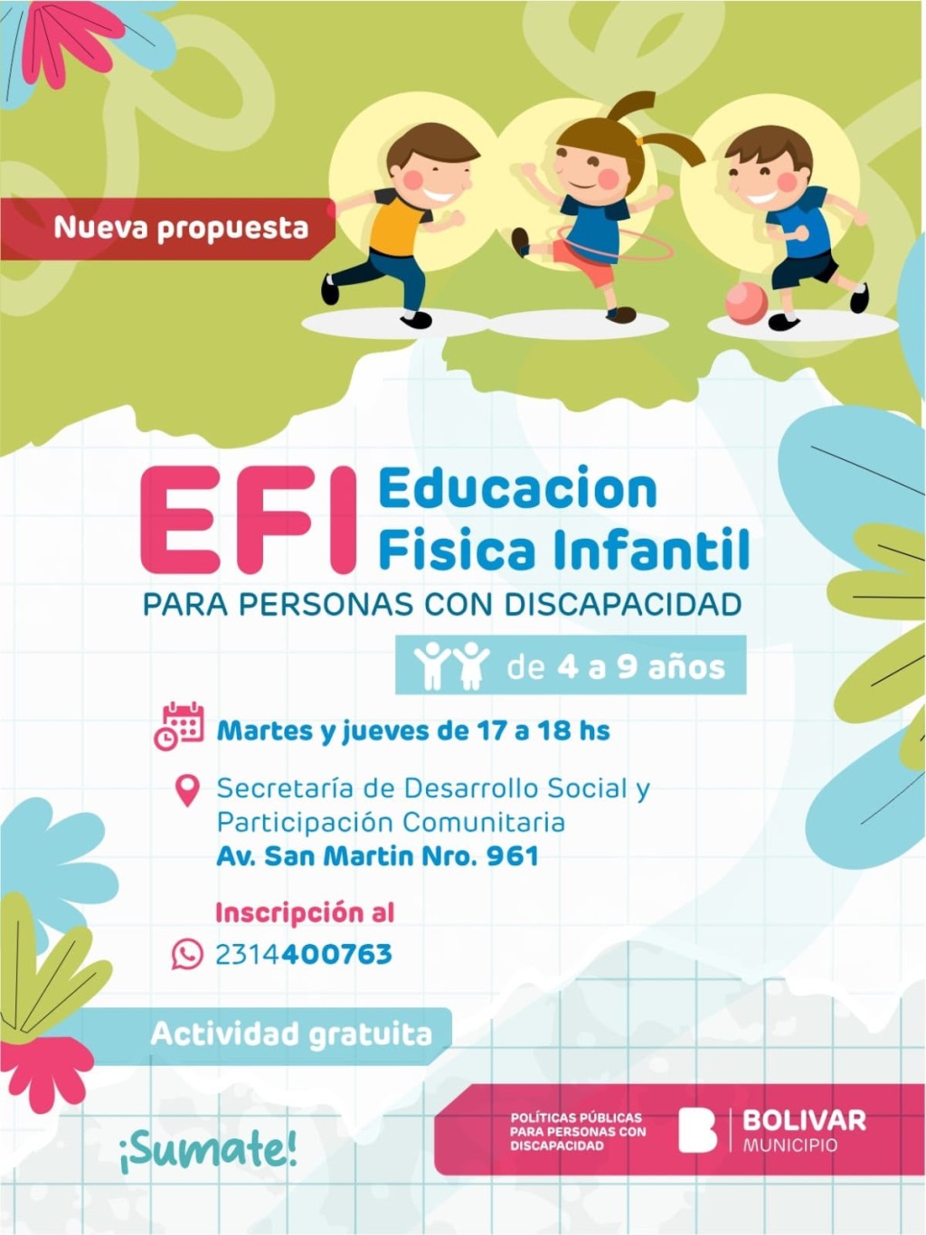 Comienza un nuevo espacio de Educaci&oacute;n F&iacute;sica Infantil para ni&ntilde;os y ni&ntilde;as con discapacidad 