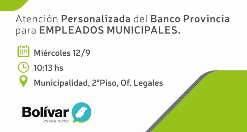 El Banco Provincia brindar&aacute; atenci&oacute;n personalizada a los empleados municipales