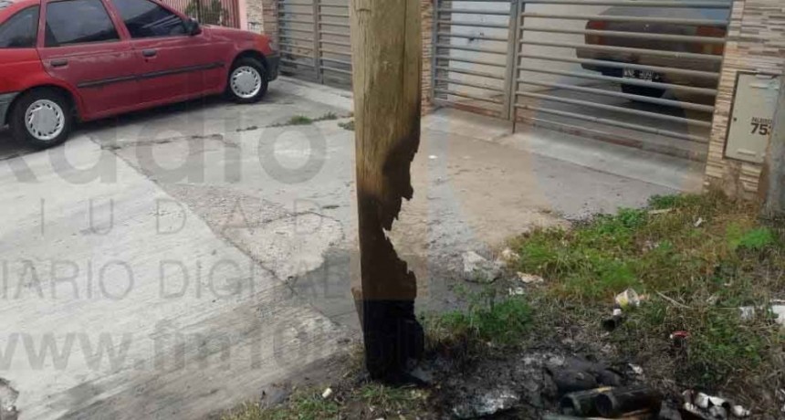 El incendio de un poste de tendido el&eacute;ctrico provoc&oacute; la salida de bomberos voluntarios