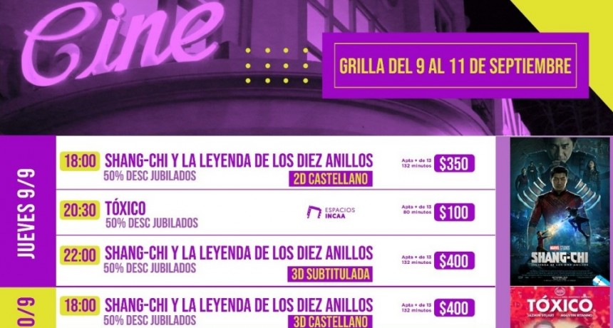 La grilla del fin de semana en el Cine Avenida