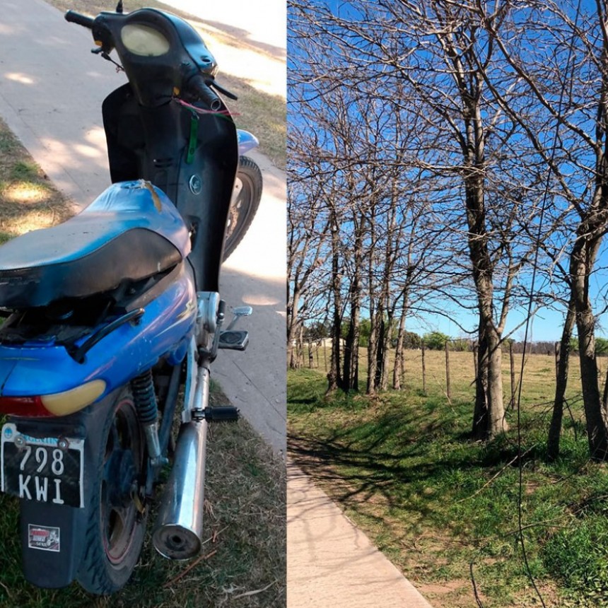 Una mujer cayó de su moto tras encontrarse con un cable de tendido desconocido