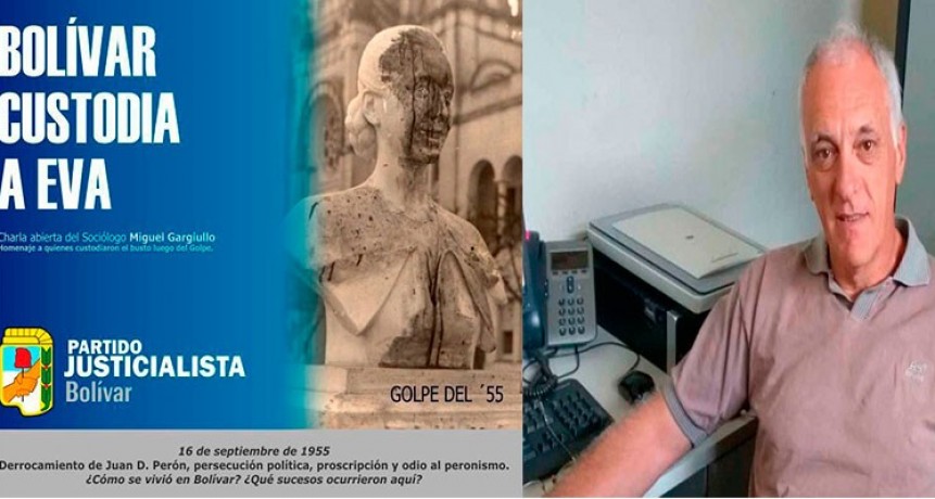 Miguel Gargiulo: “Puedo asegurar que el busto de Eva no fue derribado ni arrastrado por el asfalto, los invito a la charla de hoy que será muy importante para fundar nuestra historia”