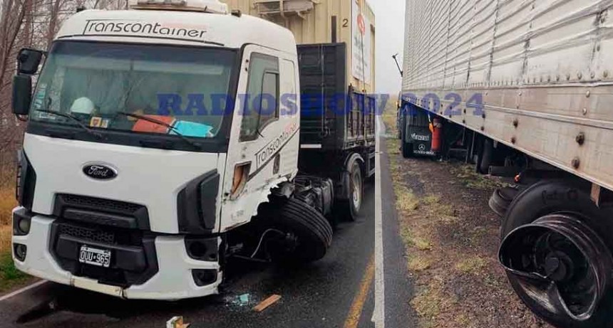 Ruta 65: Dos camiones fueron parte de un impacto lateral, con daños materiales, pero sin heridos