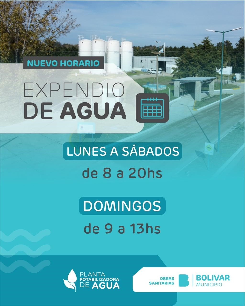 Rige un nuevo horario para el expendio de agua en la Planta Potabilizadora, desde septiembre 