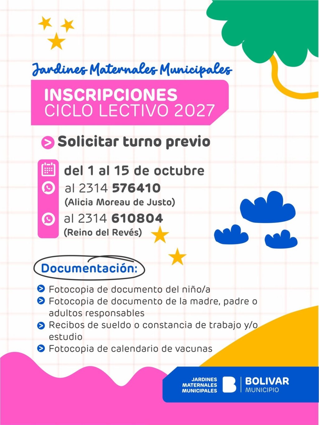 Abren las inscripciones para el Ciclo Lectivo 2027 de los Jardines Maternales Municipales