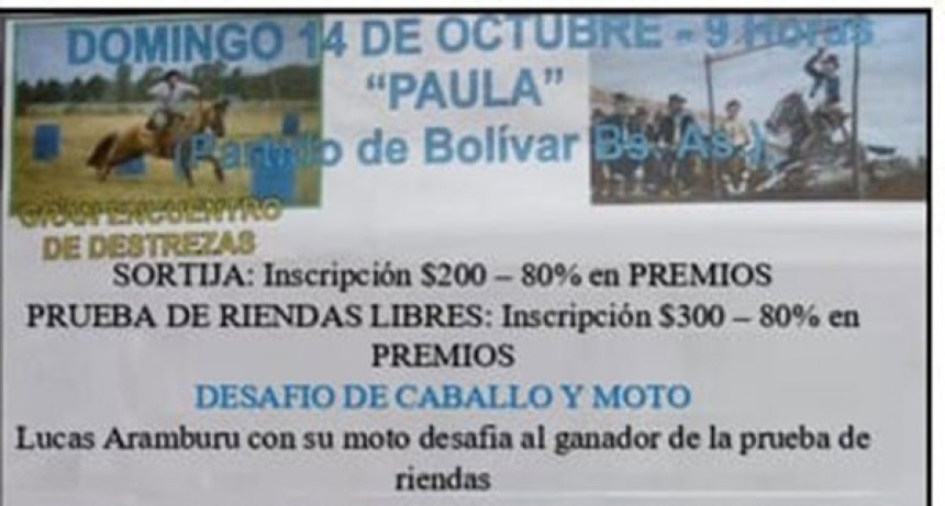 Gran Encuentro de Destrezas Criollas en Paula organizado por el Club Social y Deportivo Paula y Luciano Gauna