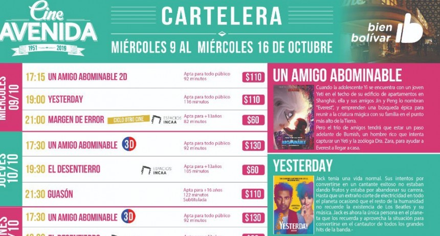 Cartelera Aniversario en el Cine Avenida