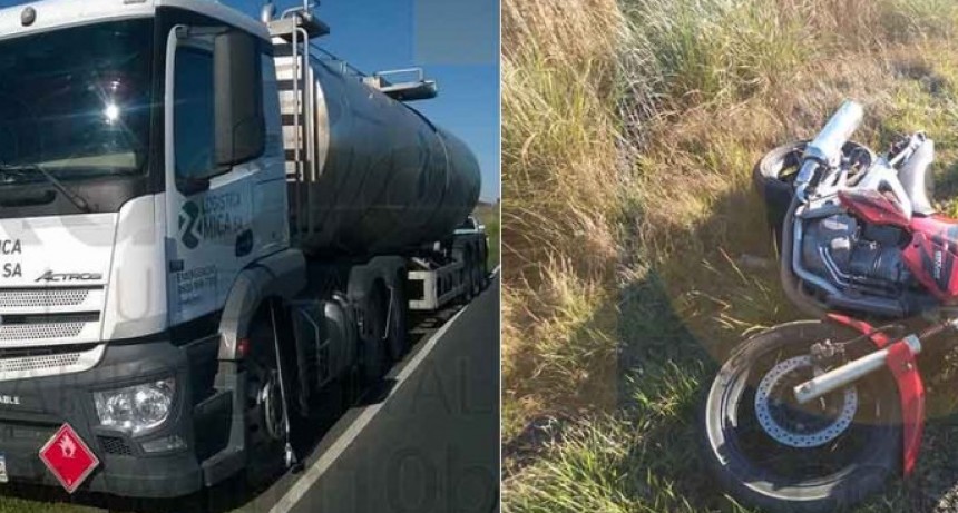 Un motociclista debi&oacute; ser trasladado al hospital local tras colisionar con un cami&oacute;n en Ruta 65 km 291