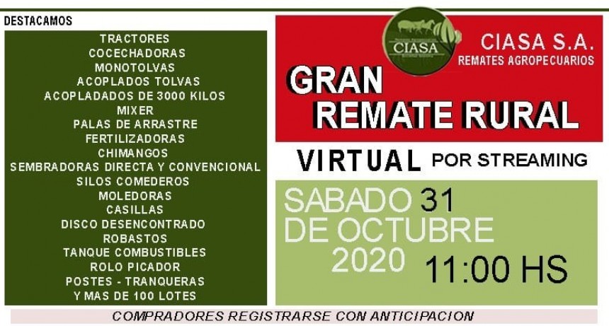 Se realiza este s&aacute;bado el Remate Rural de CIASA