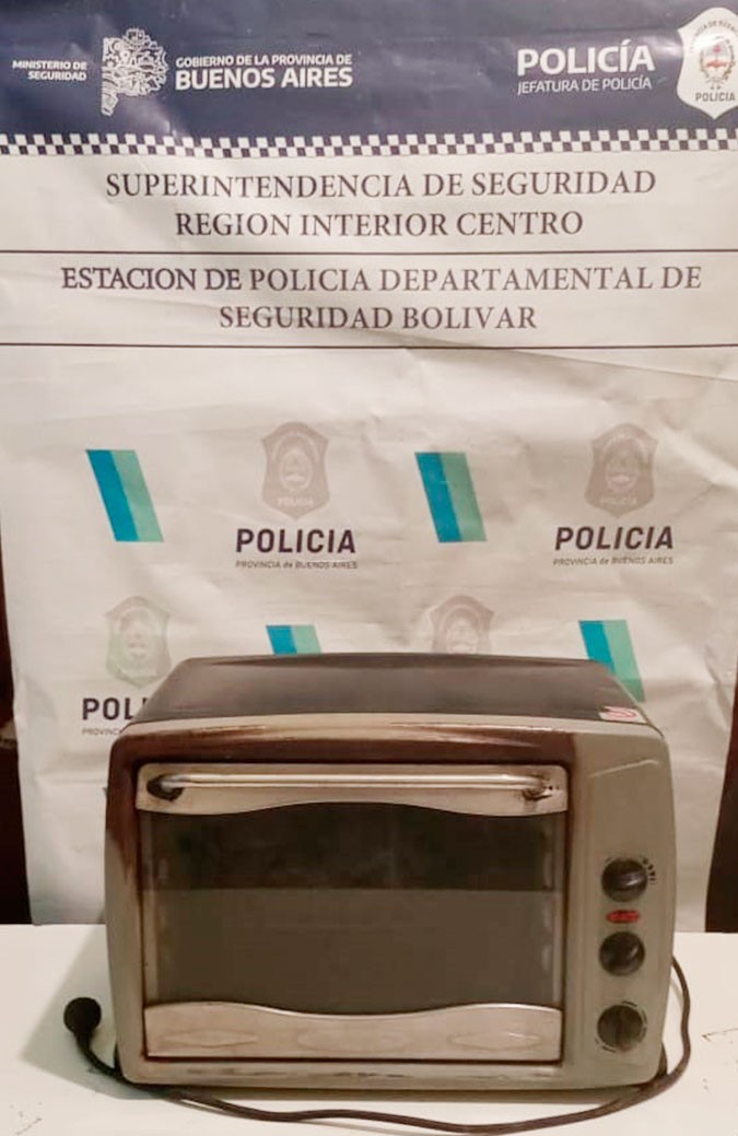 Tras el robo a la familia Elizari-Ibáñez, perpetrado en la noche del viernes 30 de septiembre, la Policía recuperó un Horno Eléctrico