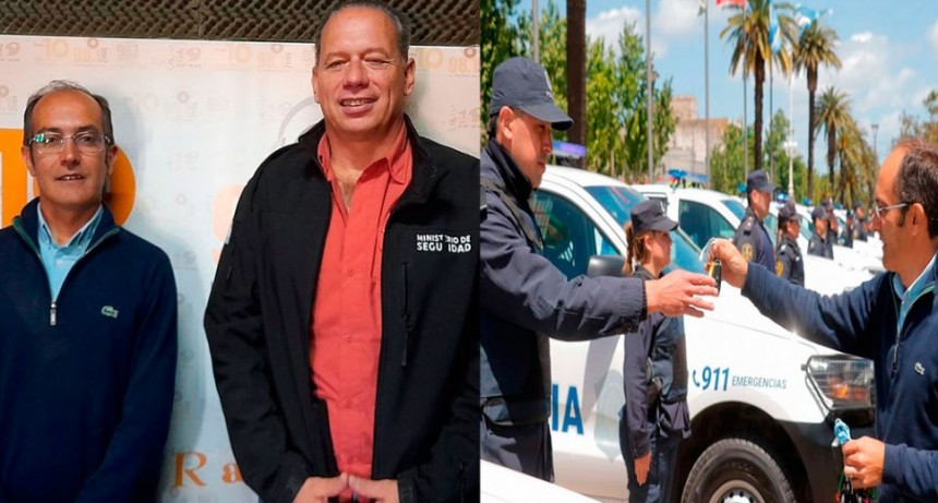 El Ministro Berni visitó los estudios de FM10, posteriormente a la entrega de los móviles a Policía y la reunión con el intendente Marcos Pisano y el senador Bali Bucca