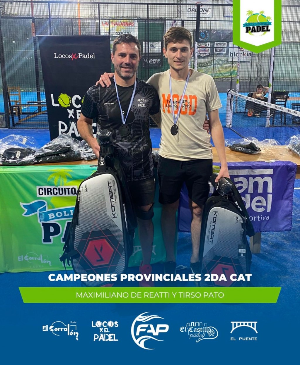 La pareja de Tirso Pato y Maximiliano De Reatti se coronó campeona provincial en la categoría libre