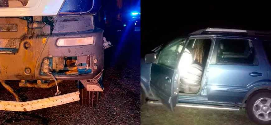 Un camión impactó contra un animal vacuno y por alcance, un vehículo colisionó contra el transporte, y hubo una persona hospitalizada
