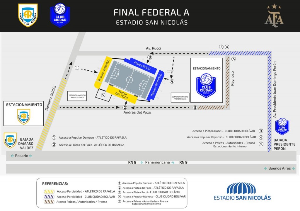 Estadio Único de San Nicolás: Operativo de Seguridad diseñado para la final entre el Club Ciudad de Bolívar  y Atlético Rafaela