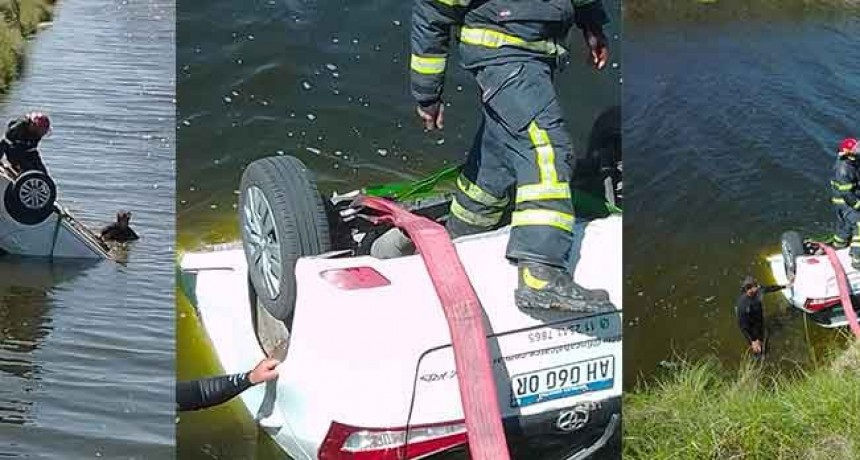 Ruta 226: Un conductor perdió el control del vehículo y cayó dentro de un canal de desagüe