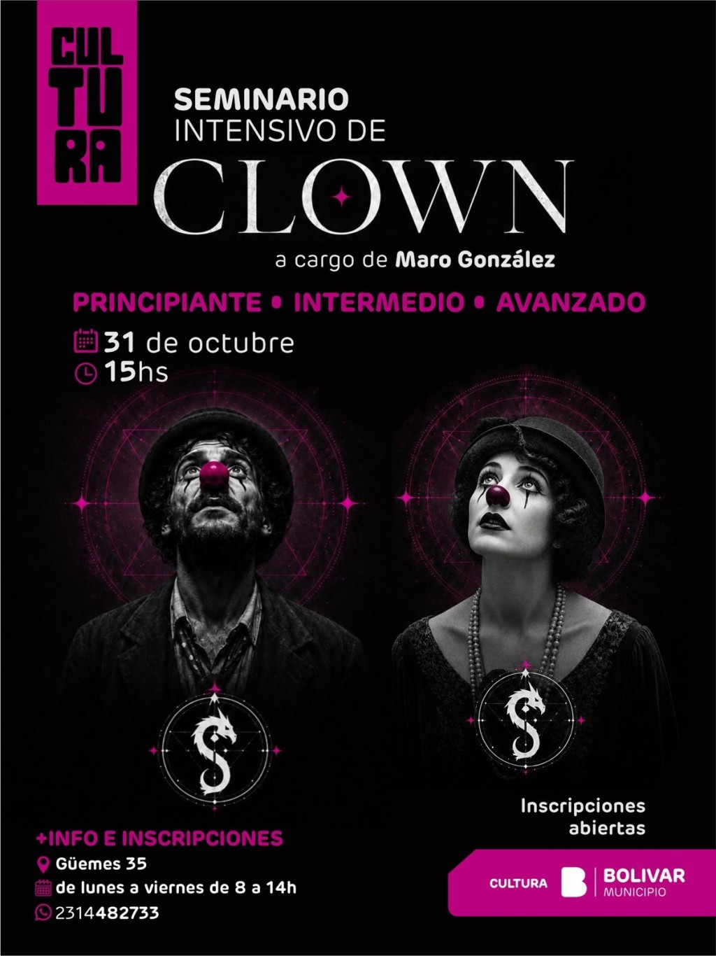 Cultura invita a descubrir el mundo del Clown, con un seminario gratuito en Bol&iacute;var 