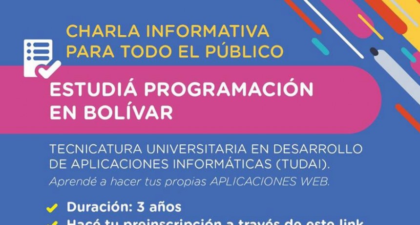 Se realizar&aacute;n nuevas charlas informativas sobre la carrera TUDAI en el CRUB