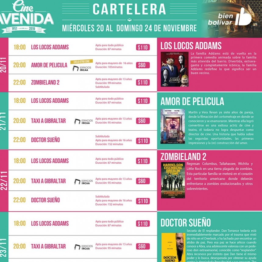 La cartelera de Cine Avenida sigue enloquecida