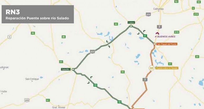 Ruta 3: corte total por reparaciones entre San Miguel del Monte y Las Flores