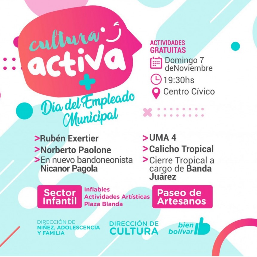 Este domingo celebramos Cultura Activa y el Día del/la Empleado/a Municipal en el Centro Cívico