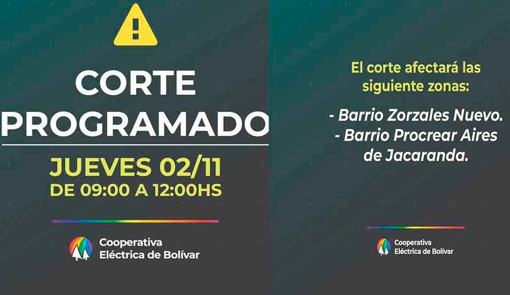 Adecuación a la nueva energización: Habrá un corte programado este jueves en Los Zorzales Nuevo y Aires de Jacarandá