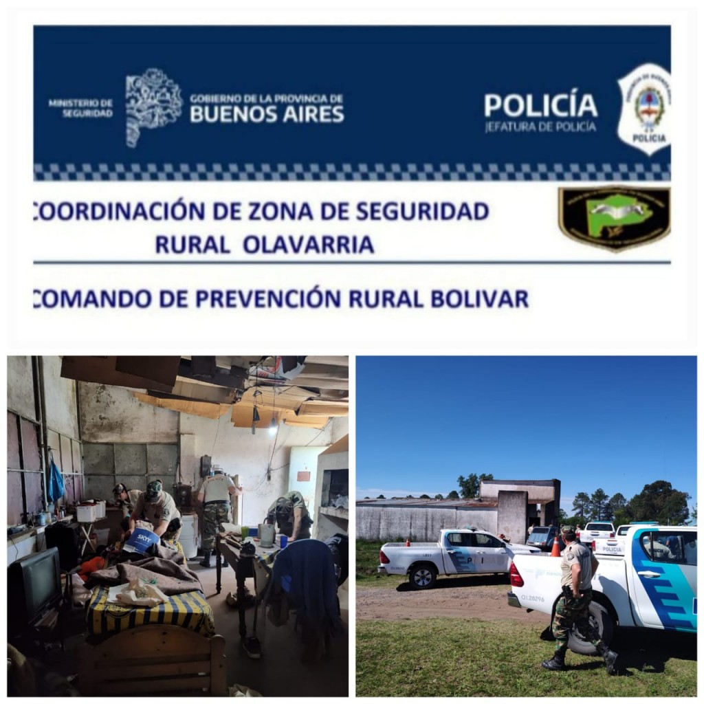 El Comando de Prevención Rural de Bolívar esclareció un abigeato y el robo de elementos de un tambo