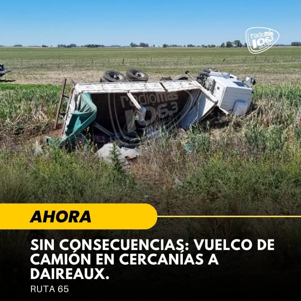 Un transporte de Bolívar sufrió un vuelco en Daireaux