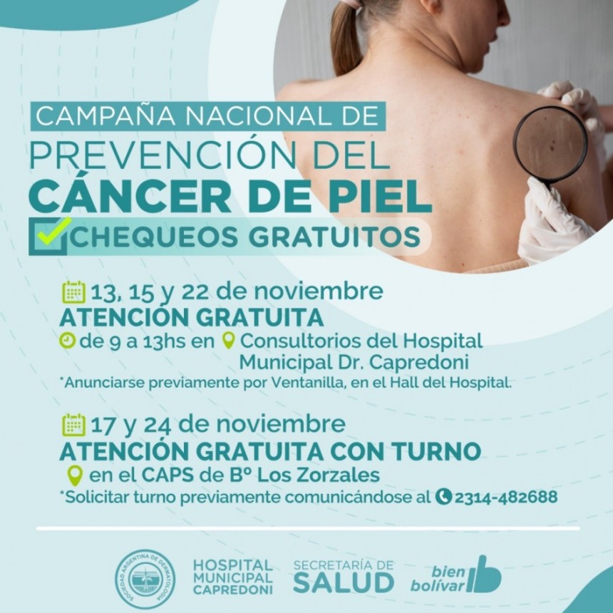 El Hospital Municipal Capredoni se suma a la campaña de prevención sobre Cáncer de Piel