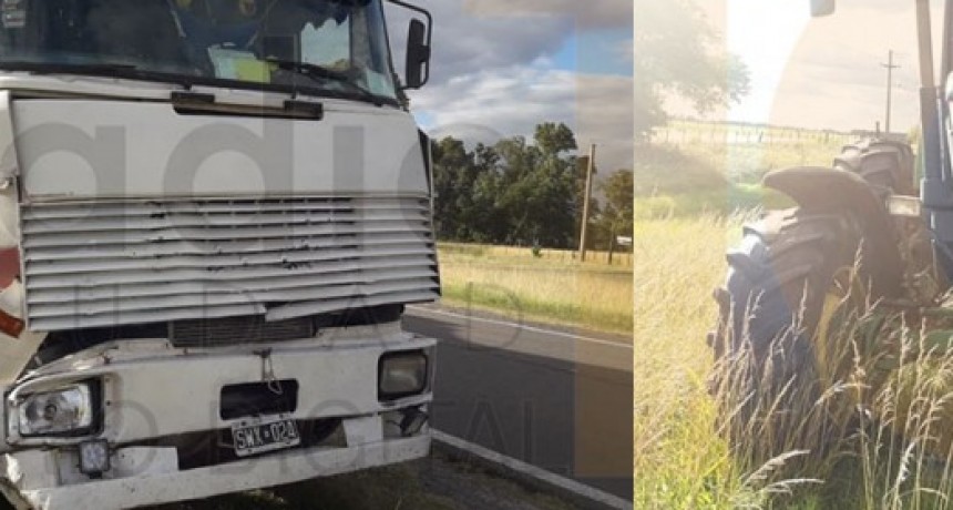 Impacto entre un cami&oacute;n y un tractor sobre Ruta 226 km 381; solo da&ntilde;os materiales