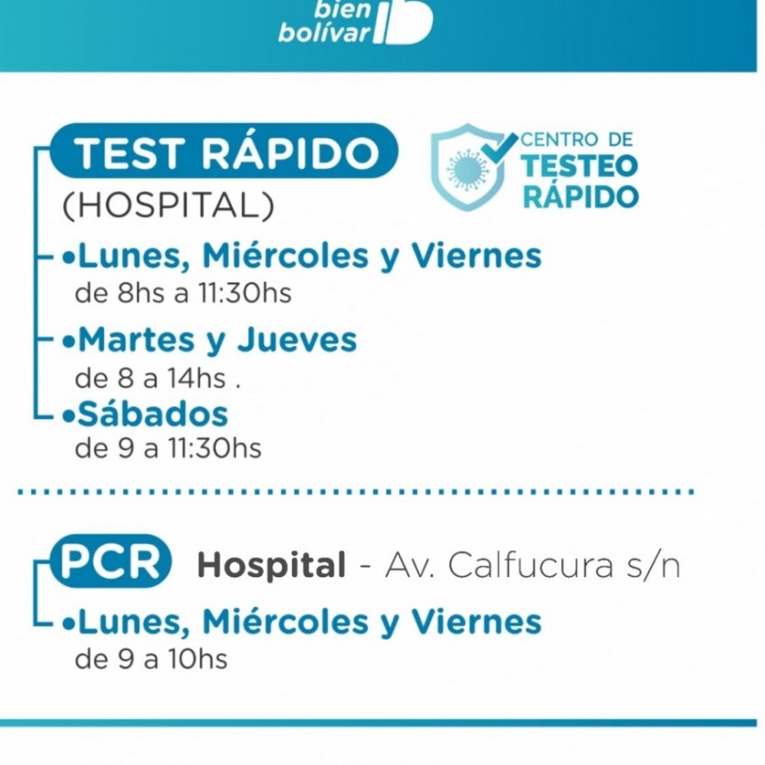 Comunicado de la Secretaria de Salud sobre realización de testeos rápidos y PCR