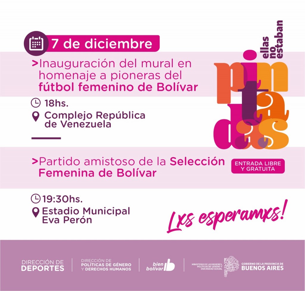Se llevará a cabo la inauguración del Mural en Homenaje a las Pioneras del Fútbol Femenino de Bolívar