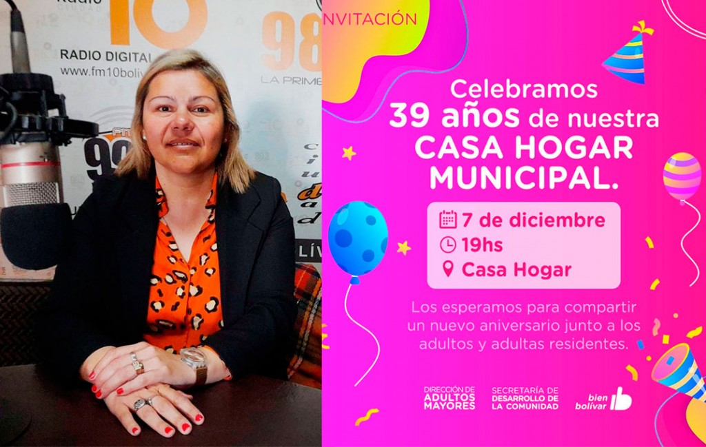 La Dirección de Adultos Mayores brindará una charla en el marco del aniversario de Casa Hogar Municipal, en FM 10 hablamos con Sonia Martínez Directora de Adultos Mayores
