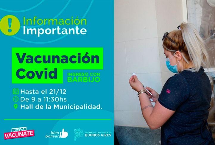 Hasta el miércoles 21 habrá una Posta de Vacunación COVID en el hall de la Municipalidad