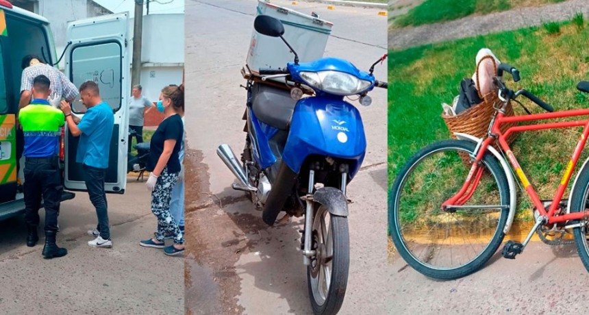 Leve colisión entre un motociclista y un ciclista