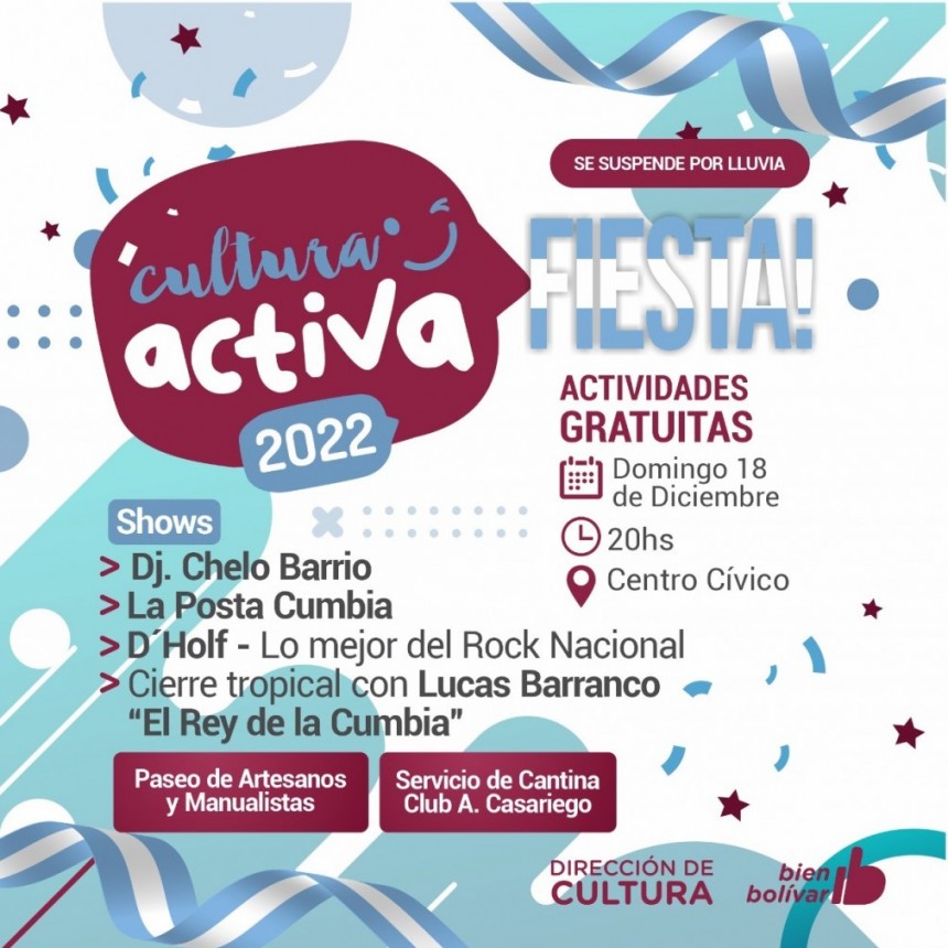 El domingo llega Cultura Activa Fiesta al Centro Cívico